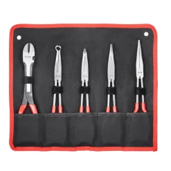 VEVOR 5-Piece Needle Nose Pliers, 11 in Long Needle Nose Pliers Set, Diagonal Cutting Pliers, 45°/ 90° Bent Nose Plier, Round Nose Plier, Long Nose Plier, Professional Pliers Set with Storage Bag