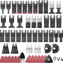 VEVOR 160-Piece Oscillating Saw Blades and Sanding Kit – 36 Universal Multi Tool Blades with 2 Scrapers, 2 Sanding Pads & 120 Sandpapers, 11 Types Oscillating Multitool Blades for Wood Plastic Metal