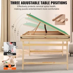 VEVOR 1500 Piece Puzzle Table with Folding Legs, 4 Drawers and Cover, 32.7