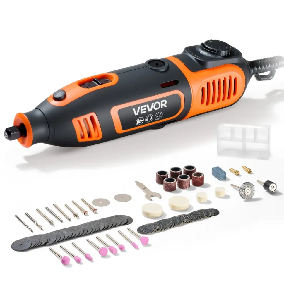 VEVOR 51-Piece Rotary Tool Kit, 200W Mini Power Rotary Tool Corded, 8000-40000RPM Multi-Purpose DIY Tools with Universal Chuck for Engraving, Sanding, Grinding, Polishing, Cutting, DIY Crafts