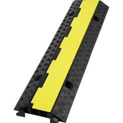 VEVOR 5-Piece Rubber Cable Guard, Dual Channel, 12000 lbs per Axle Load Capacity, Durable Hose & Wire Protection Ramp for Driveways, with Easy Access Top & 50 ft Caution Tape for Both Indoor & Outd