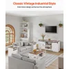 VEVOR 4 Pieces Farmhouse Coffee Table Sets, 40 in Coffee Table with 2 End Tables and 66 in TV Stand, Easy Assembly Living Room Tables Sets with Charging Station, for Office, Living Room & Apartment
