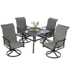 VEVOR 7 Pieces Patio Dining Set, Outdoor Rectangle Furniture Table and Chairs Set, All Weather Garden Furniture Table Sets, HIPS Patio Conversation Set, For Lawn, Deck, Backyard, Poolside, Black