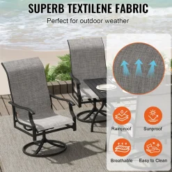 VEVOR 7 Pieces Patio Dining Set, Outdoor Rectangle Furniture Table and Chairs Set, All Weather Garden Furniture Table Sets, HIPS Patio Conversation Set, For Lawn, Deck, Backyard, Poolside, Black