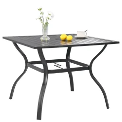 VEVOR 7 Pieces Patio Dining Set, Outdoor Rectangle Furniture Table and Chairs Set, All Weather Garden Furniture Table Sets, HIPS Patio Conversation Set, For Lawn, Deck, Backyard, Poolside, Black