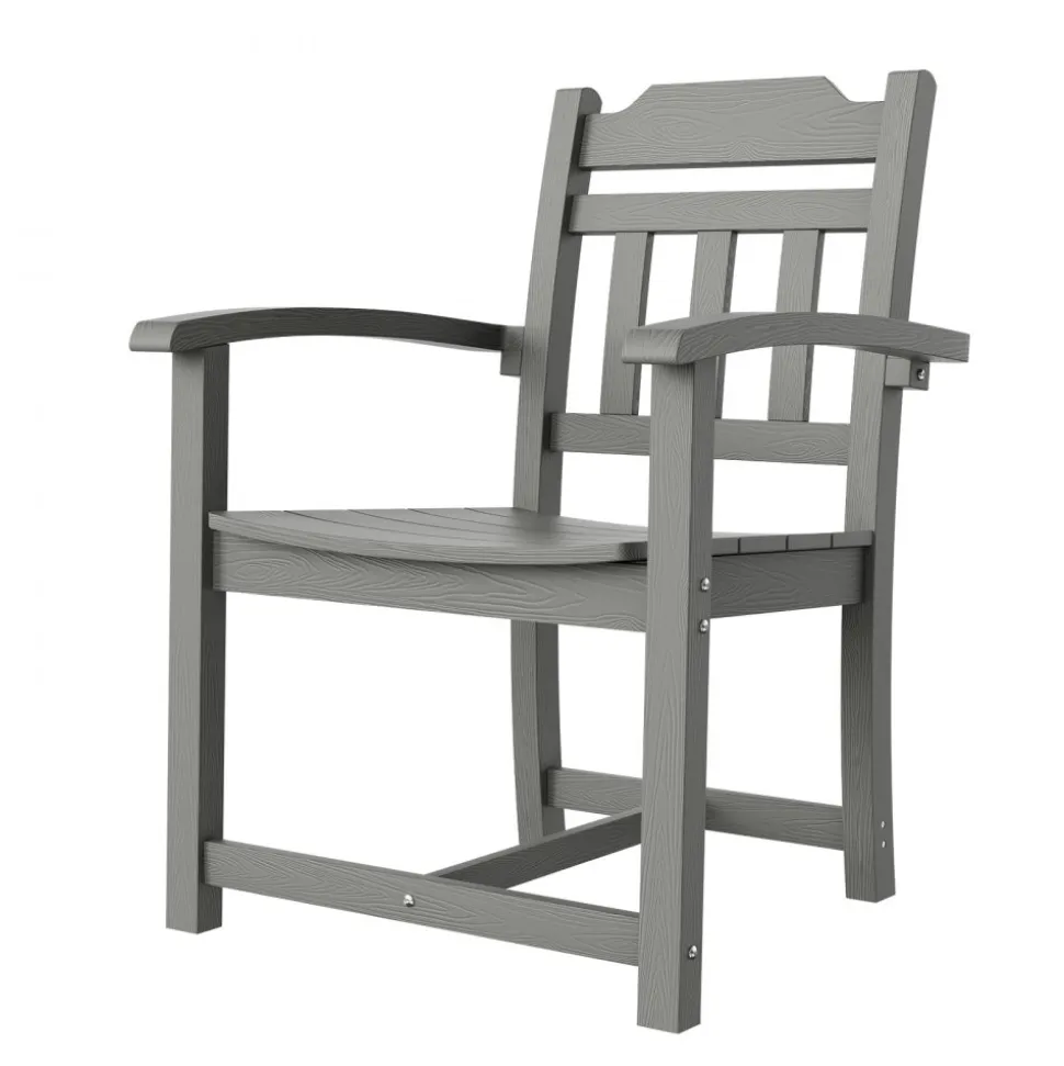VEVOR 5 Pieces Patio Dining Set, Outdoor Square Furniture Table and Chairs, All Weather Garden Furniture Table Sets, HIPS Small Patio Conversation Set, For Lawn, Deck, Backyard, Poolside, Light Gray
