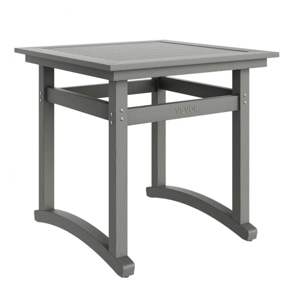 VEVOR 5 Pieces Patio Dining Set, Outdoor Square Furniture Table and Chairs, All Weather Garden Furniture Table Sets, HIPS Small Patio Conversation Set, For Lawn, Deck, Backyard, Poolside, Light Gray