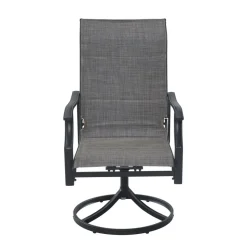 VEVOR 7 Pieces Patio Dining Set, Outdoor Furniture Table and Swivel Chairs Set, All Weather Garden Furniture Table Sets, Iron Patio Conversation Set with Umbrella Hole, For Lawn, Deck, Backyard, Black