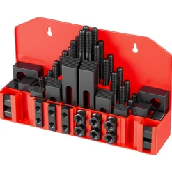 VEVOR 58 Piece 5/8" T-Slot Clamping Kit Hold Down Clamp 1/2"-13 Stud Size, for Bridgeport Mills, Standard Milling Machine, Drill Press, Heat Treated and Precision Ground, Flexible Height Adjustment