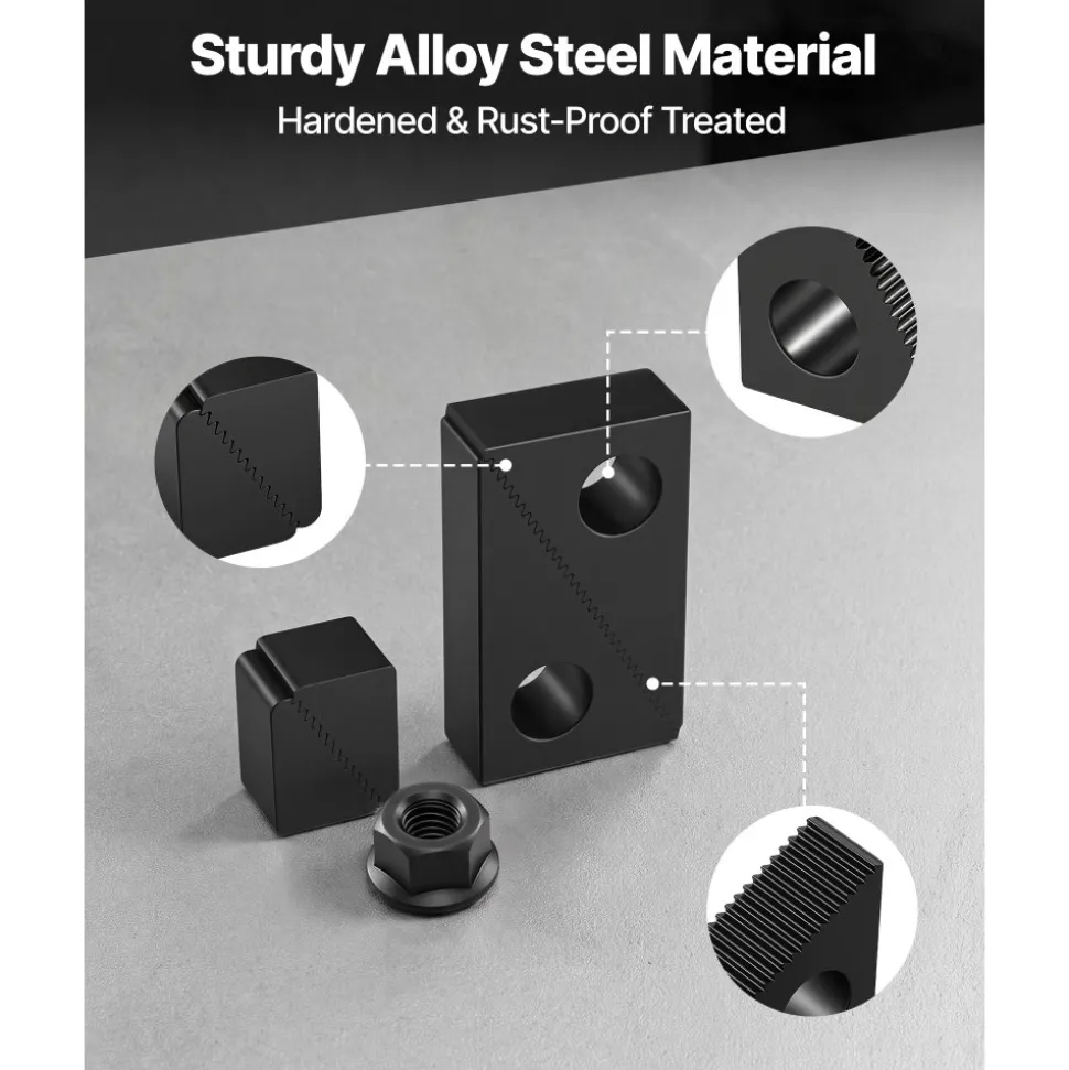 VEVOR 58 Piece 5/8" T-Slot Clamping Kit Hold Down Clamp 1/2"-13 Stud Size, for Bridgeport Mills, Standard Milling Machine, Drill Press, Heat Treated and Precision Ground, Flexible Height Adjustment