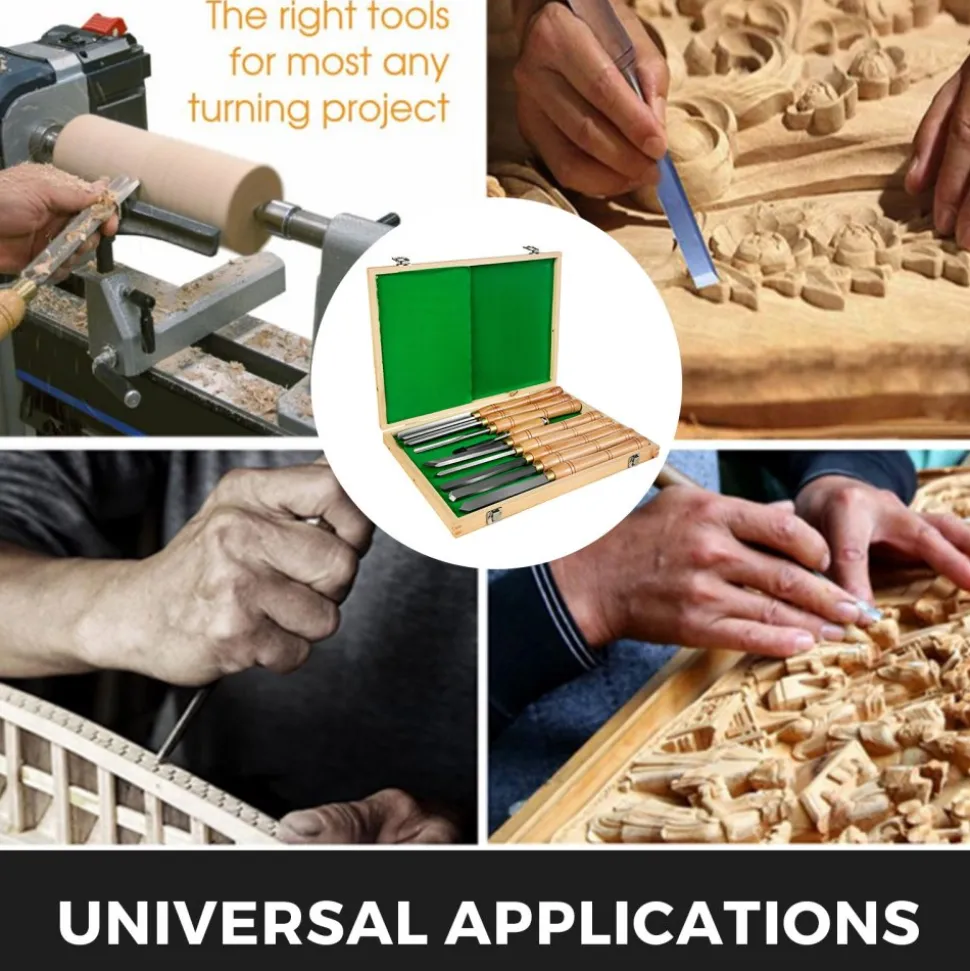 VEVOR 8 Piece Wood Lathe Chisel Set, HSS Steel Wood Carving & Cutting Tools for Hardwood, Includes Bonus Chisel & Wooden Storage Case