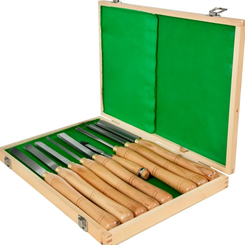 VEVOR 8 Piece Wood Lathe Chisel Set, HSS Steel Wood Carving & Cutting Tools for Hardwood, Includes Bonus Chisel & Wooden Storage Case