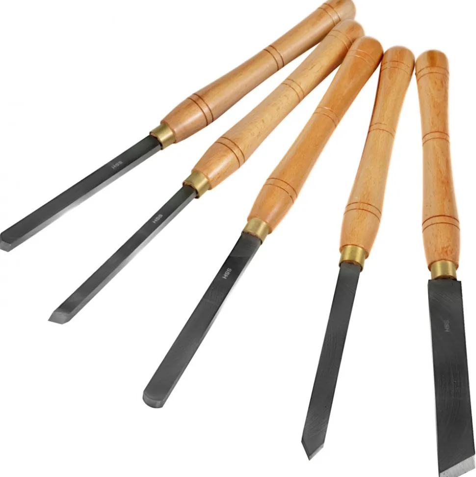 VEVOR 8 Piece Wood Lathe Chisel Set, HSS Steel Wood Carving & Cutting Tools for Hardwood, Includes Bonus Chisel & Wooden Storage Case