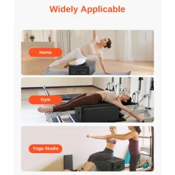 VEVOR Pilates Box for Reformer, 25x17x9 In Pilates Reformers Sitting Box for Exercises, Premium PU and Wood Pilates Equipment Accessory, Improve Strength, Balance, Range of Motion Home Gym, Black
