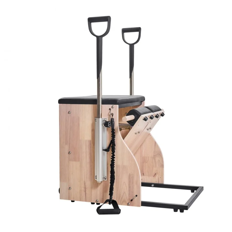 VEVOR Pilates Chair, Split-Pedal Stability Combo Chairs with Handles, Rubber Wood Frame Yoga Fitness Trainer, Exercise Reformer, Pilates Resistance-Workout Equipment, for Home Gym Studio Workout