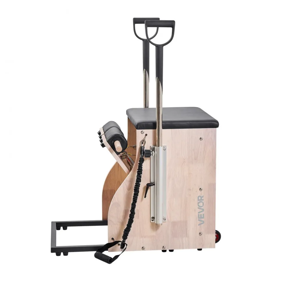 VEVOR Pilates Chair, Split-Pedal Stability Combo Chairs with Handles, Rubber Wood Frame Yoga Fitness Trainer, Exercise Reformer, Pilates Resistance-Workout Equipment, for Home Gym Studio Workout