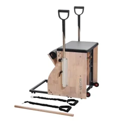 VEVOR Pilates Chair, Split-Pedal Stability Combo Chairs with Handles, Rubber Wood Frame Yoga Fitness Trainer, Exercise Reformer, Pilates Resistance-Workout Equipment, for Home Gym Studio Workout
