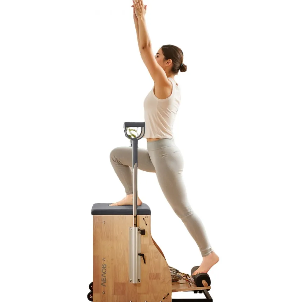 VEVOR Pilates Chair, Split-Pedal Stability Combo Chairs with Handles, Rubber Wood Frame Yoga Fitness Trainer, Exercise Reformer, Pilates Resistance-Workout Equipment, for Home Gym Studio Workout