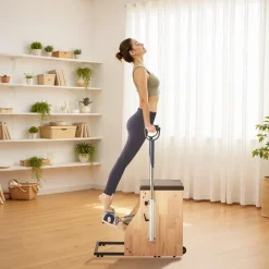 VEVOR Pilates Chair, Split-Pedal Stability Combo Chairs with Handles, Rubber Wood Frame Yoga Fitness Trainer, Exercise Reformer, Pilates Resistance-Workout Equipment, for Home Gym Studio Workout