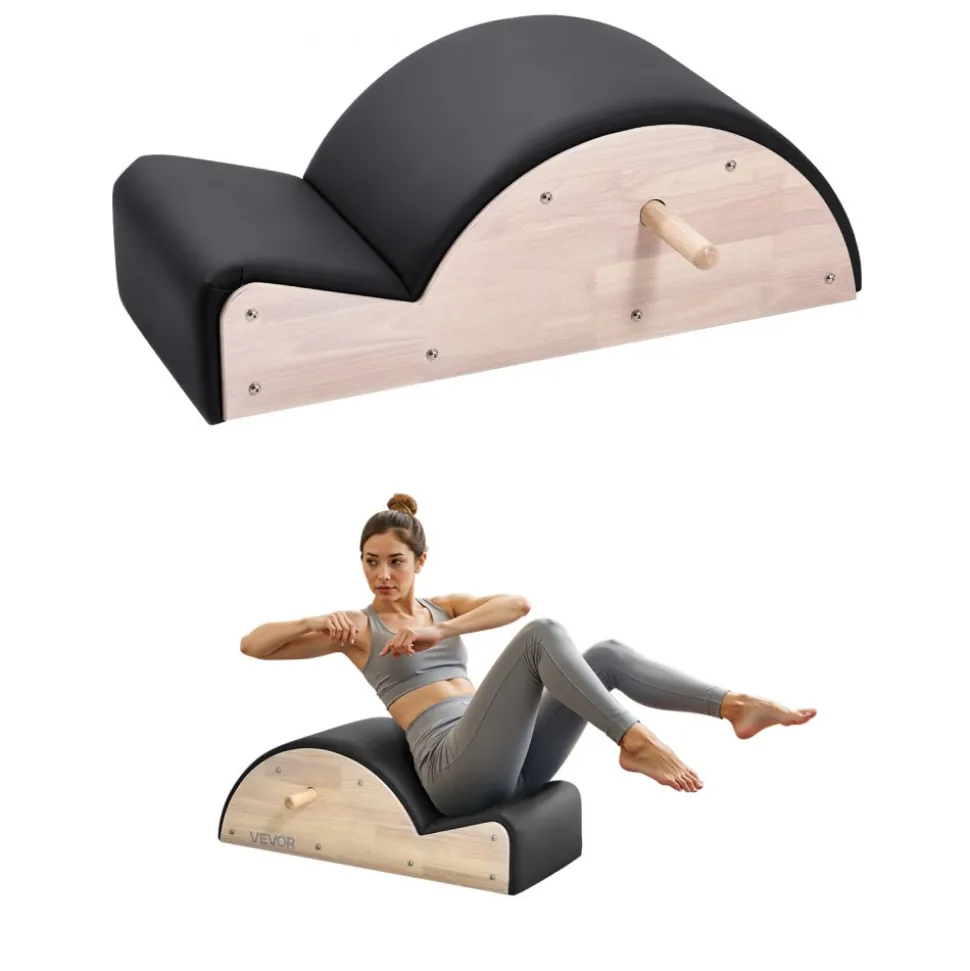VEVOR Pilates Spine Corrector, Home Gym Yoga Pilates Accessory, Rubber Wood Fitness Training Tool, Arc Fitness Body Workout Equipment, for Spine Exercises, Balance, Core Strengthening, and Stretching