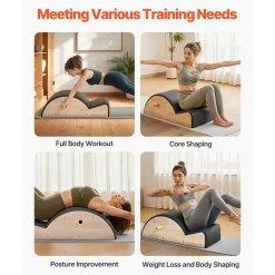 VEVOR Pilates Spine Corrector, Home Gym Yoga Pilates Accessory, Rubber Wood Fitness Training Tool, Arc Fitness Body Workout Equipment, for Spine Exercises, Balance, Core Strengthening, and Stretching