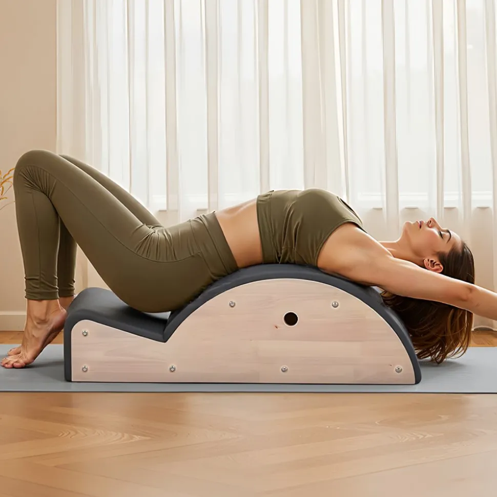 VEVOR Pilates Spine Corrector, Home Gym Yoga Pilates Accessory, Rubber Wood Fitness Training Tool, Arc Fitness Body Workout Equipment, for Spine Exercises, Balance, Core Strengthening, and Stretching