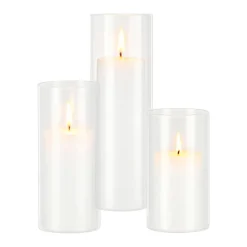 VEVOR Pillar Candles and Glass Vases Set 120 Pcs, Clear Cylinder Hurricane Candle Holders for Wedding Centerpieces, Tall Vase for Table Decor, Wedding Party,Thanksgiving,White (2.56