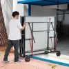 VEVOR Ping Pong Table, Professional Table Tennis Game, Indoor/Outdoor All Weather Aluminum Table Tennis Table, Portable Foldable Table with Quick Clamp Net & Large Lockable Wheels, 10 Minute Assembly