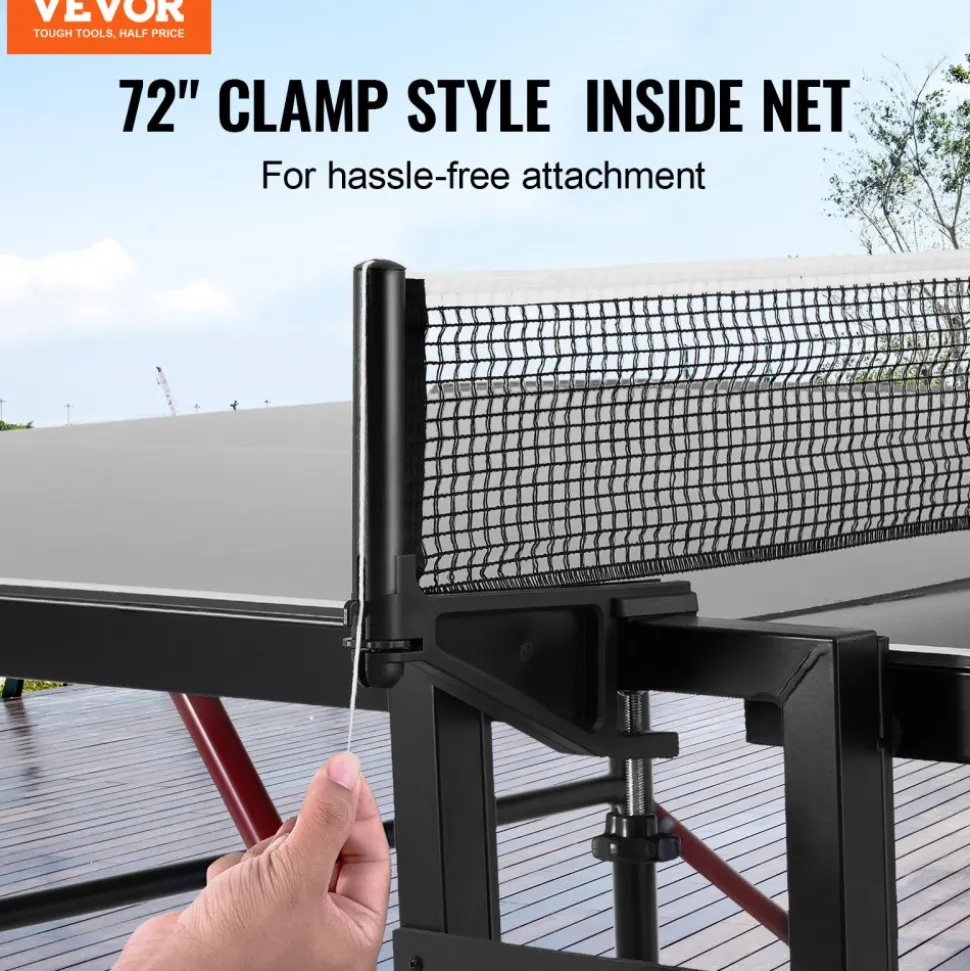 VEVOR Ping Pong Table, Professional Table Tennis Game, Indoor/Outdoor All Weather Aluminum Table Tennis Table, Portable Foldable Table with Quick Clamp Net & Large Lockable Wheels, 10 Minute Assembly