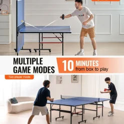 VEVOR Ping Pong Table, Professional Table Tennis Game, Indoor MDF Portable Table Tennis Table, Foldable Ping Pong Table with Quick Clamp Net and Lockable Wheel, 10 Minute Easy Assembly, 12mm Tabletops