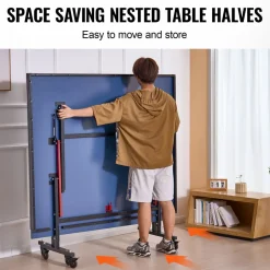 VEVOR Ping Pong Table, Professional Table Tennis Game, Indoor MDF Portable Table Tennis Table, Foldable Ping Pong Table with Quick Clamp Net and Lockable Wheel, 10 Minute Easy Assembly, 18mm Tabletops