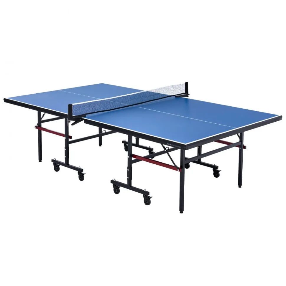 VEVOR Ping Pong Table, Professional Table Tennis Game, Indoor MDF Portable Table Tennis Table, Foldable Ping Pong Table with Quick Clamp Net and Lockable Wheel, 10 Minute Easy Assembly, 18mm Tabletops