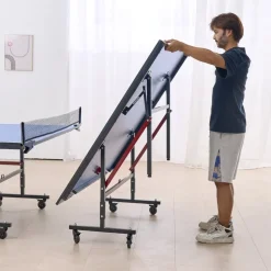 VEVOR Ping Pong Table, Professional Table Tennis Game, Indoor MDF Portable Table Tennis Table, Foldable Ping Pong Table with Quick Clamp Net and Lockable Wheel, 10 Minute Easy Assembly, 18mm Tabletops