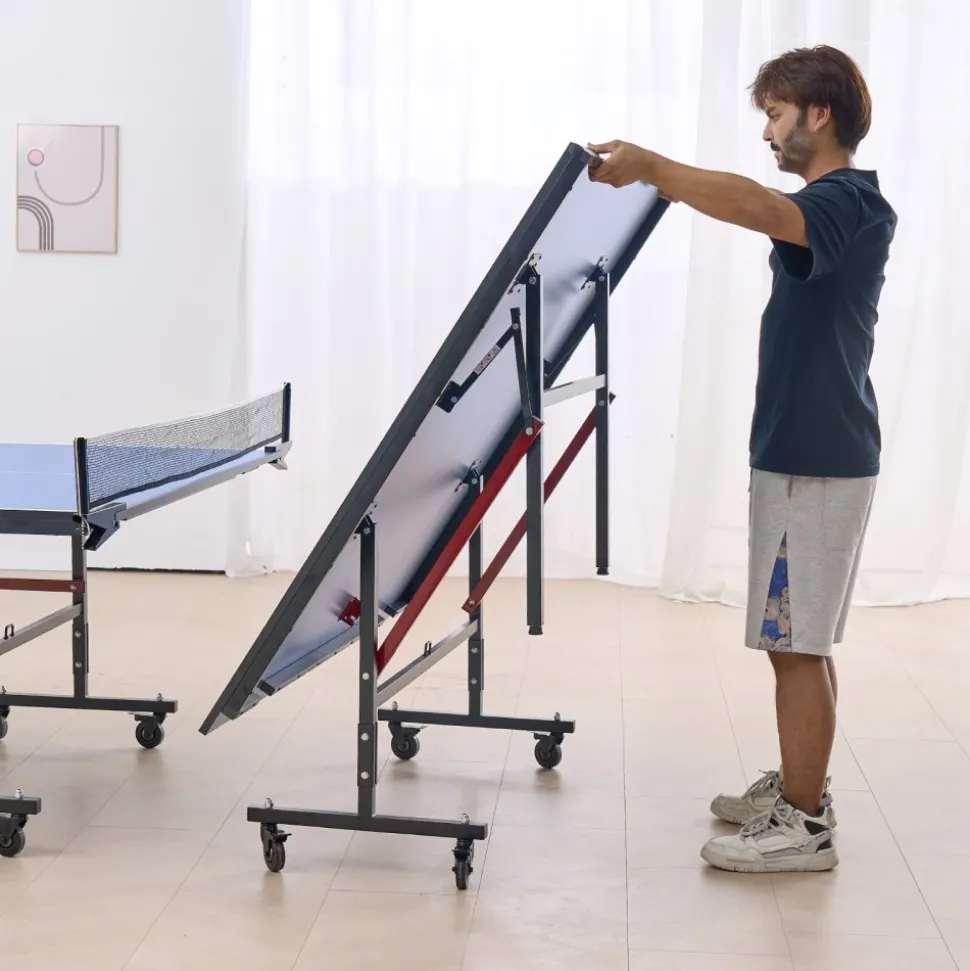 VEVOR Ping Pong Table, Professional Table Tennis Game, Indoor MDF Portable Table Tennis Table, Foldable Ping Pong Table with Quick Clamp Net and Lockable Wheel, 10 Minute Easy Assembly, 18mm Tabletops