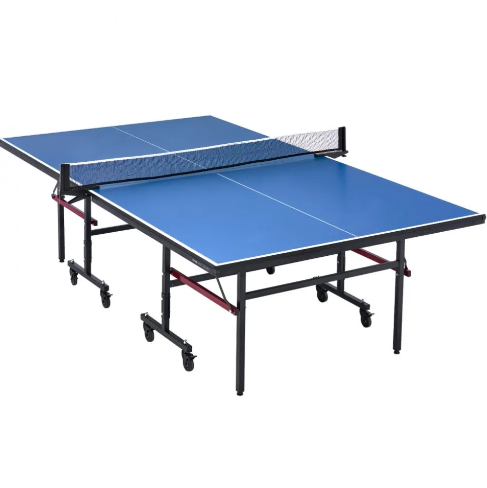 VEVOR Ping Pong Table, Professional Table Tennis Game, Indoor MDF Portable Table Tennis Table, Foldable Ping Pong Table with Quick Clamp Net and Lockable Wheel, 10 Minute Easy Assembly, 18mm Tabletops