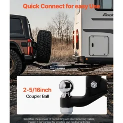 VEVOR Pintle Hook, 20000 lbs, Pintle Hook Hitch for 2-inch Hitch Hook Military Receiver, Combination 2-5/16-inch Hitch Ball, Fits 2.5 to 3-inch Lunette Ring, 15.6-inch Length, Black Powder Coat