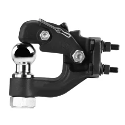 VEVOR Pintle Hook, 20000 lbs Towing Capacity, Trailer Hitches Receiver Hook Combination 2-inch Hitch Ball, Fits for 2.5 to 3-inch Lunette Ring with Mounting Kit, Wear-resistant, Black Powder Coat