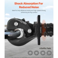 VEVOR Pintle Hook, 30000 lbs Towing Capacity, Trailer Hitches Receiver Hook Fits for 2.5 to 3-inch Lunette Ring with Mounting Kit, Wear-resistant, Black Powder Coat, Suitable for Various Vehicles