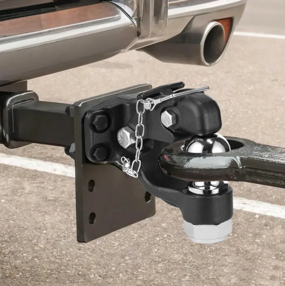 VEVOR Pintle Hook, 20000 lbs Towing Capacity, Trailer Hitches Receiver Hook Combination 2-5/16-inch Hitch Ball, Fits 2.5 to 3-inch Lunette Ring with Mounting Kit, Wear-resistant, Black Powder Coat