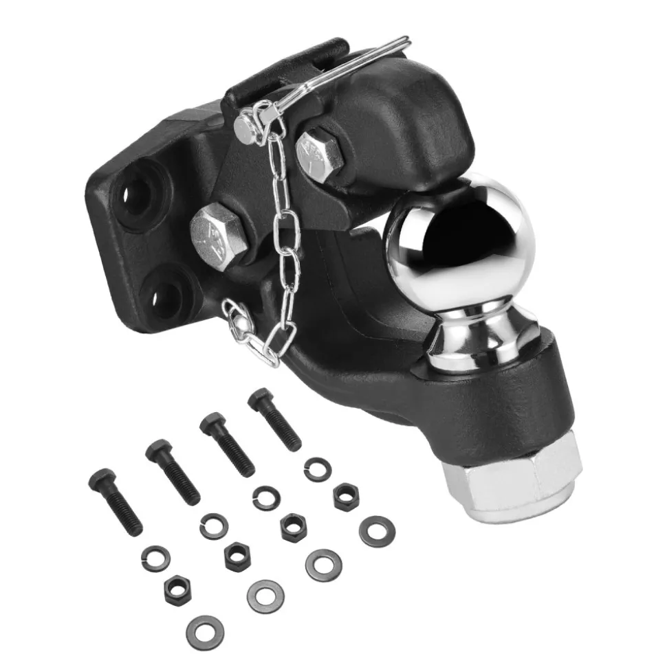 VEVOR Pintle Hook, 20000 lbs Towing Capacity, Trailer Hitches Receiver Hook Combination 2-5/16-inch Hitch Ball, Fits 2.5 to 3-inch Lunette Ring with Mounting Kit, Wear-resistant, Black Powder Coat