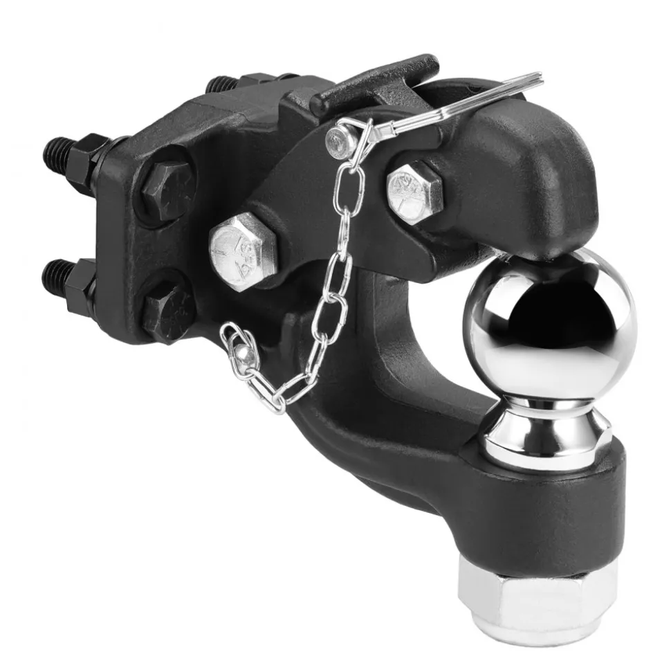 VEVOR Pintle Hook, 20000 lbs Towing Capacity, Trailer Hitches Receiver Hook Combination 2-5/16-inch Hitch Ball, Fits 2.5 to 3-inch Lunette Ring with Mounting Kit, Wear-resistant, Black Powder Coat