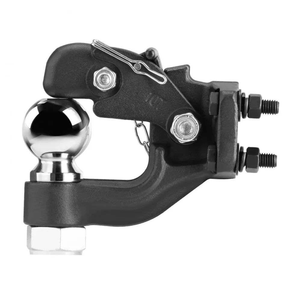 VEVOR Pintle Hook, 20000 lbs Towing Capacity, Trailer Hitches Receiver Hook Combination 2-5/16-inch Hitch Ball, Fits 2.5 to 3-inch Lunette Ring with Mounting Kit, Wear-resistant, Black Powder Coat