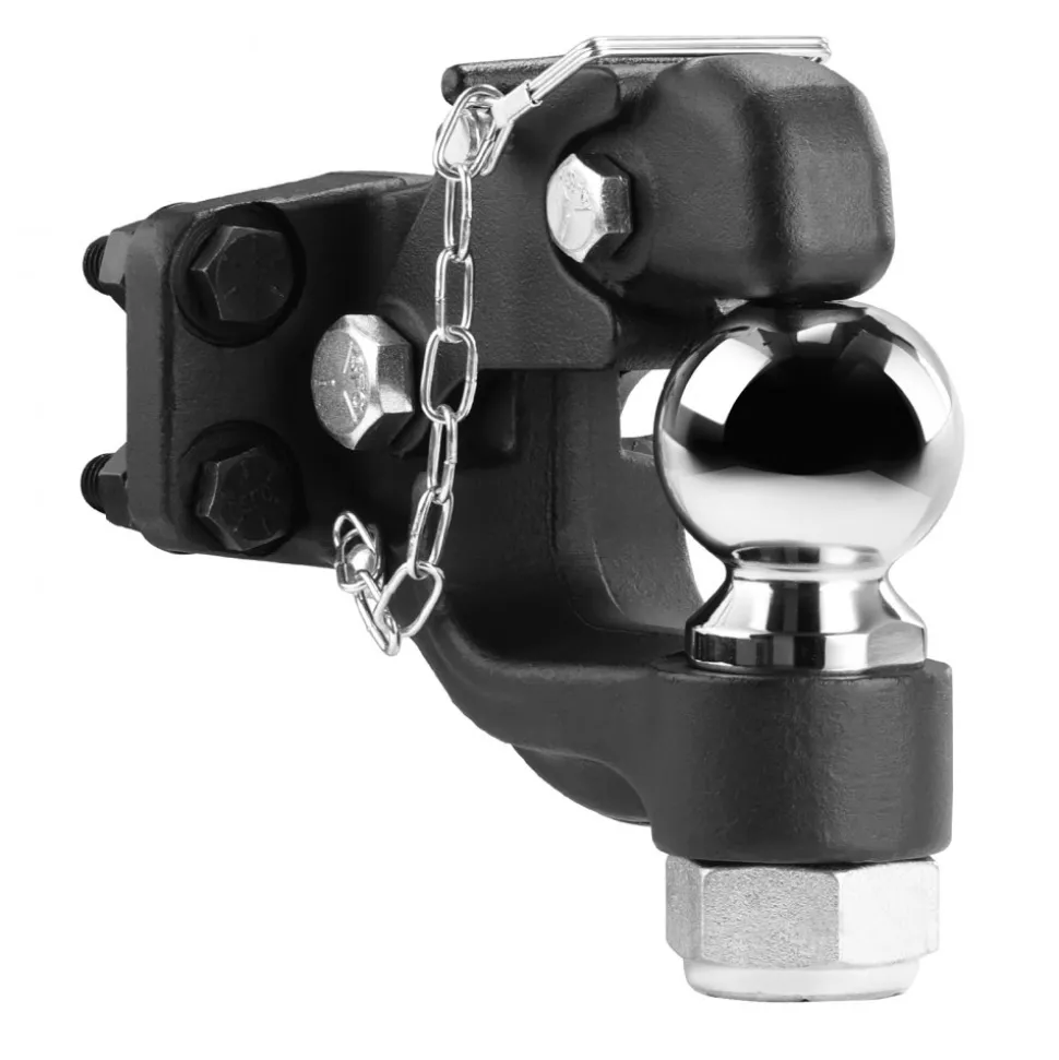 VEVOR Pintle Hook, 20000 lbs Towing Capacity, Trailer Hitches Receiver Hook Combination 2-5/16-inch Hitch Ball, Fits 2.5 to 3-inch Lunette Ring with Mounting Kit, Wear-resistant, Black Powder Coat