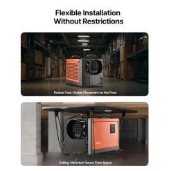 VEVOR 125 Pints Commercial Dehumidifier with Drain Hose, Portable Crawl Space Dehumidifiers for Basement Storage Room Industrial Grade, Auto Defrost/Drainage, Heavy-duty Galvanized Steel, LED Indicate