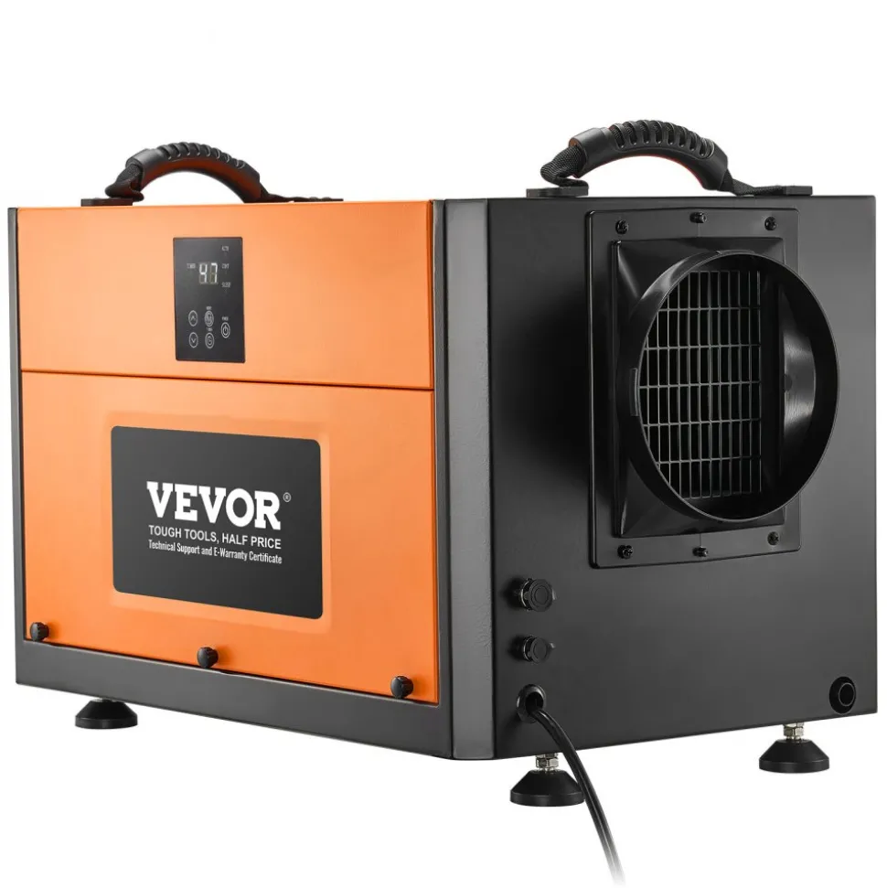 VEVOR 180 Pints Commercial Dehumidifier with Pump/Drain Hoses, Portable Crawl Space Dehumidifiers for Basement Storage Room Industrial Grade, Auto Defrost, Heavy-duty LLDPE,Foldable Handle