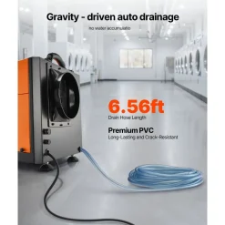 VEVOR 180 Pints Commercial Dehumidifier with Pump/Drain Hoses, Portable Crawl Space Dehumidifiers for Basement Storage Room Industrial Grade, Auto Defrost, Heavy-duty LLDPE,Foldable Handle