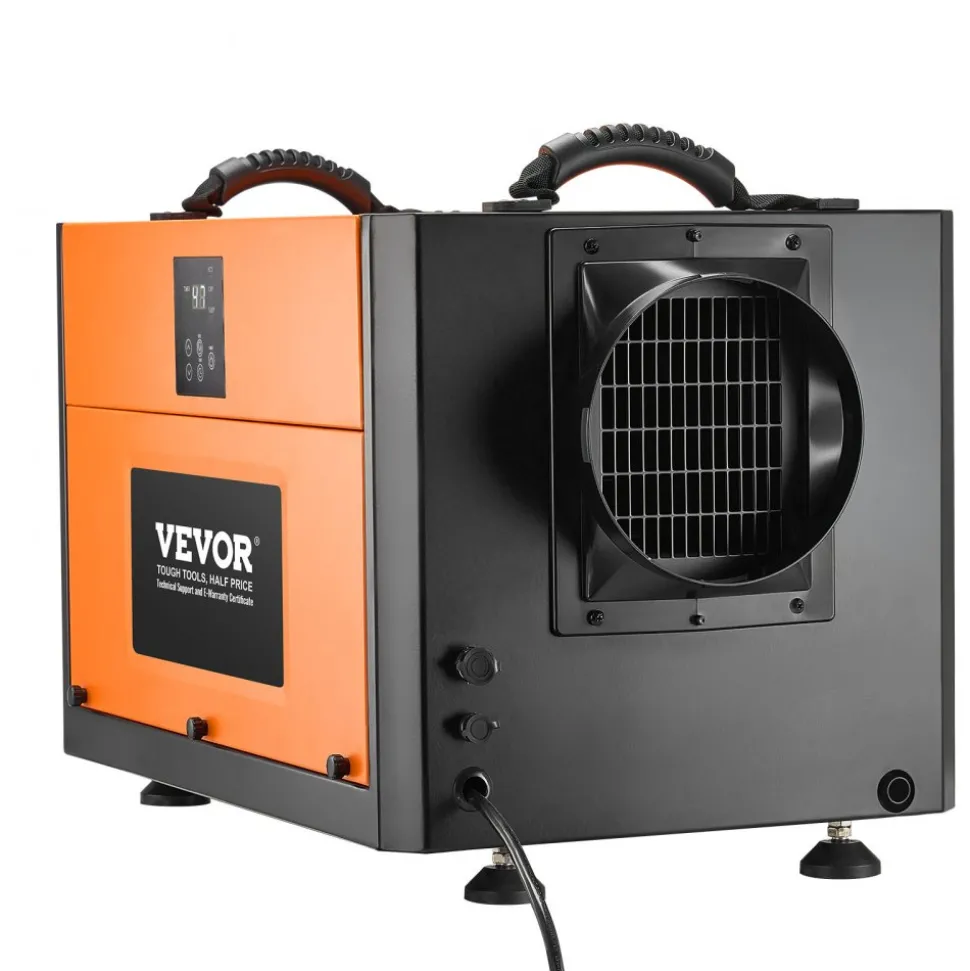 VEVOR 180 Pints Commercial Dehumidifier with Pump/Drain Hoses, Portable Crawl Space Dehumidifiers for Basement Storage Room Industrial Grade, Auto Defrost, Heavy-duty LLDPE,Foldable Handle