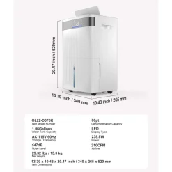 VEVOR 80 Pints Dehumidifier for Home & Basement, Drain Hose for Commercial & Industrial Use, Smart Humidity Control, Low Noise for Large Rooms, Warehouses, Bedrooms & Storage, Large Coverage,White