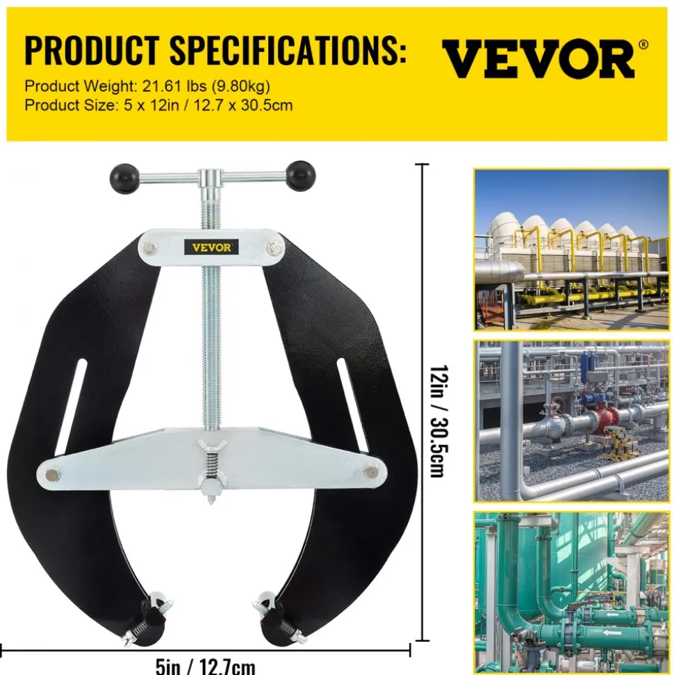 VEVOR Pipe Clamp, 2 to 6 in, High Strength Ultra Clamp with Quick Acting Screws, Steel Pipe Alignment Tool with Lightweight Design, Black