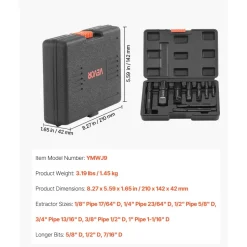 VEVOR Pipe Extractor Set, 9 Pieces Heavy Duty Steel Broken Pipe Extractors, with Solid Storage Case, Cr-Mo Steel for Removing 1/8
